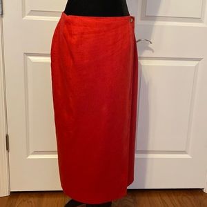 Bridgewater red linen wrapped classic long skirt- size 12